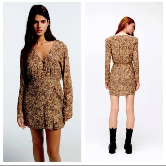 (🌹5/$25 🌹)  Zara ANIMAL LEOPARD PRINT WRAP DRESS (nwt) Size XS - Picture 3 of 4